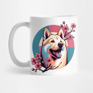 Kai Ken Dog Revels in Spring Cherry Blossom Bliss Mug